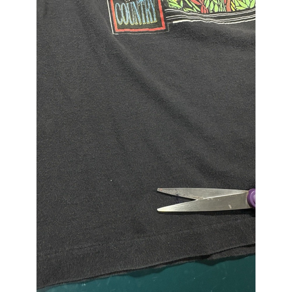 Vintage 90s Memphis T-shirt XL Black Grizzly Bear Train Spirit Of The Country - Picture 6 of 9